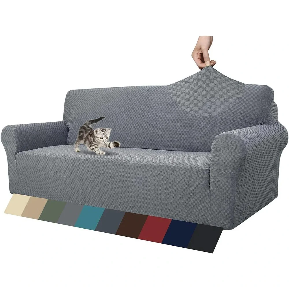 ZNSAYOTX 1 Piece Jacquard Couch Covers for 3 Cushion Couch (XL Sofa, Light Grey)